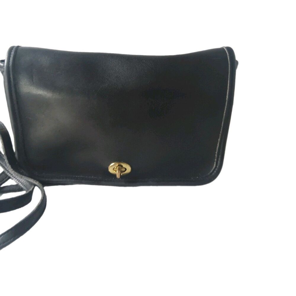 Vintage Coach Pocket Purse 9755 Black Leather Crossbody Black USA